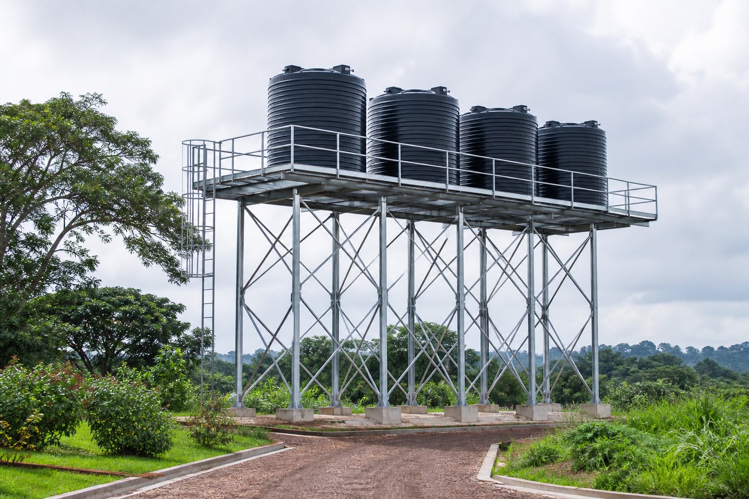 Multi-tank elevated water platform